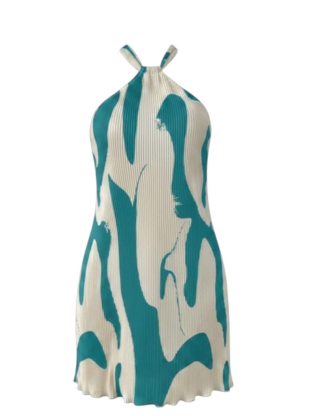 LIGHT DOT - XL Teal & White Halter Mini Dress